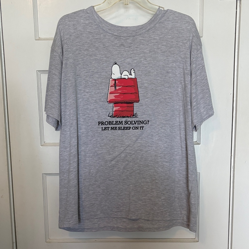 Peanuts Gray 'Problem Solving' Linus & Snoopy Graphic Tee Size XXL (20)